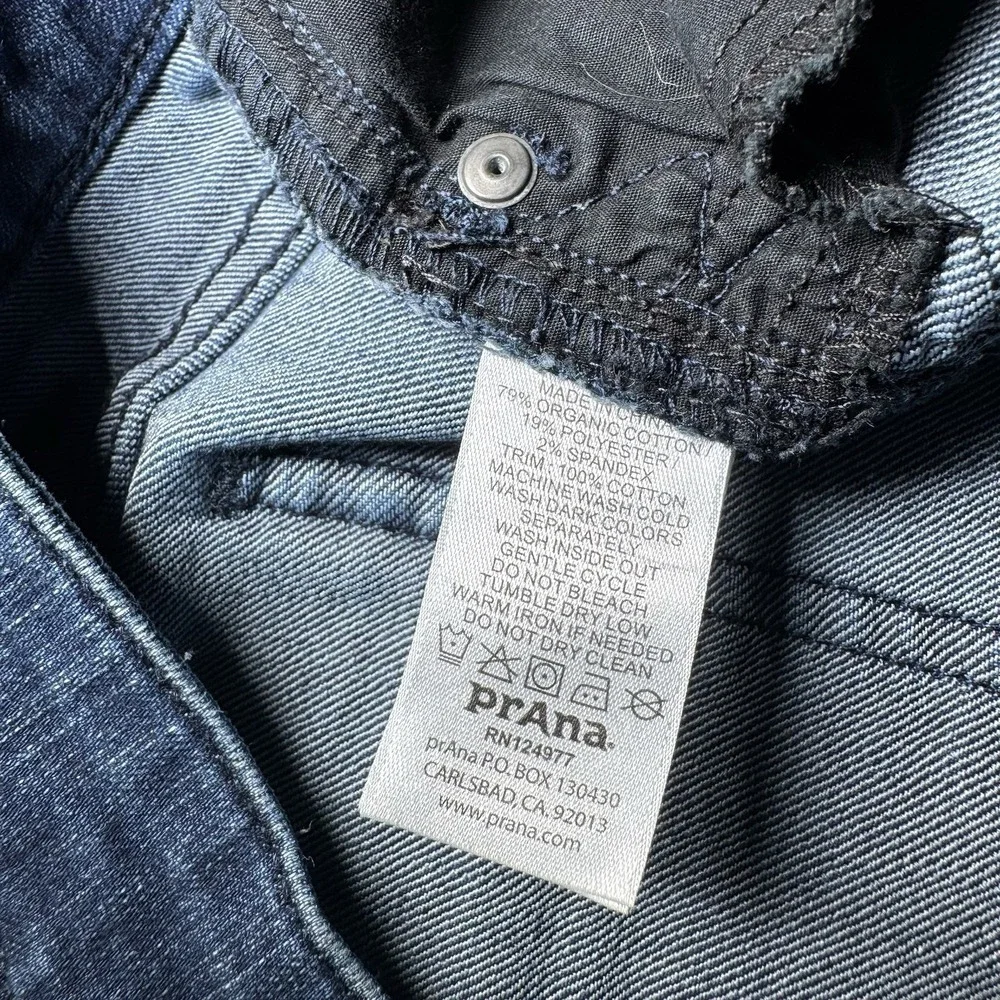 PrAna Jeans Women 10/30 Tall Inseam Blue Mid Rise Straight Organic Cotton Blend